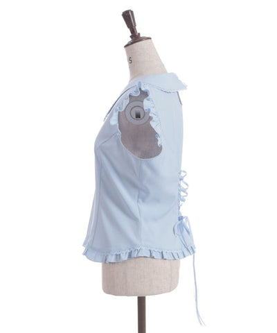 Pearl Rose Embroidery Sleeveless Blouse