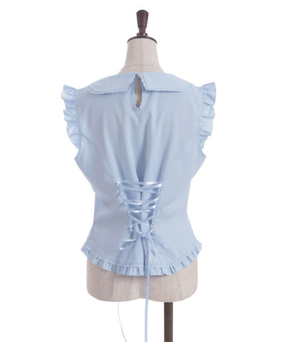 Pearl Rose Embroidery Sleeveless Blouse