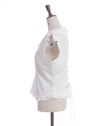 Pearl Rose Embroidery Sleeveless Blouse