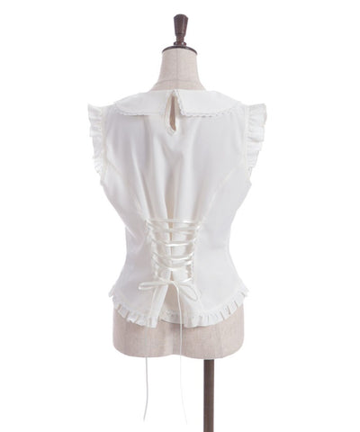 Pearl Rose Embroidery Sleeveless Blouse