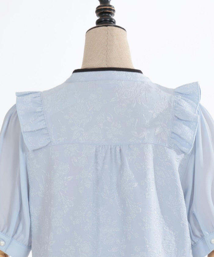 Chinese Butterfly Embroidery Short Sleeve Blouse