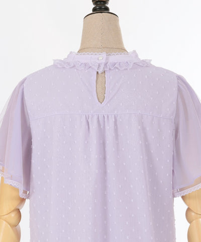 Flare Sleeve Dot Dobby Blouse