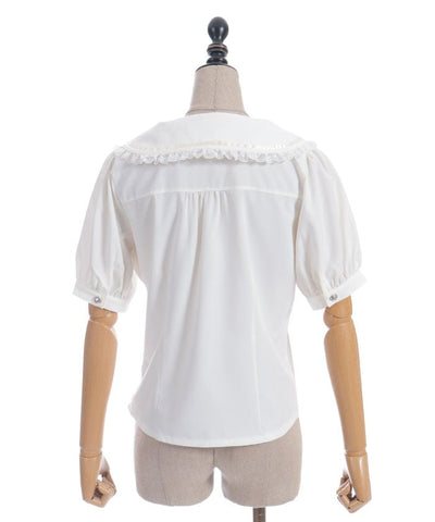 Tulip Embroidery Blouse with Ribbon