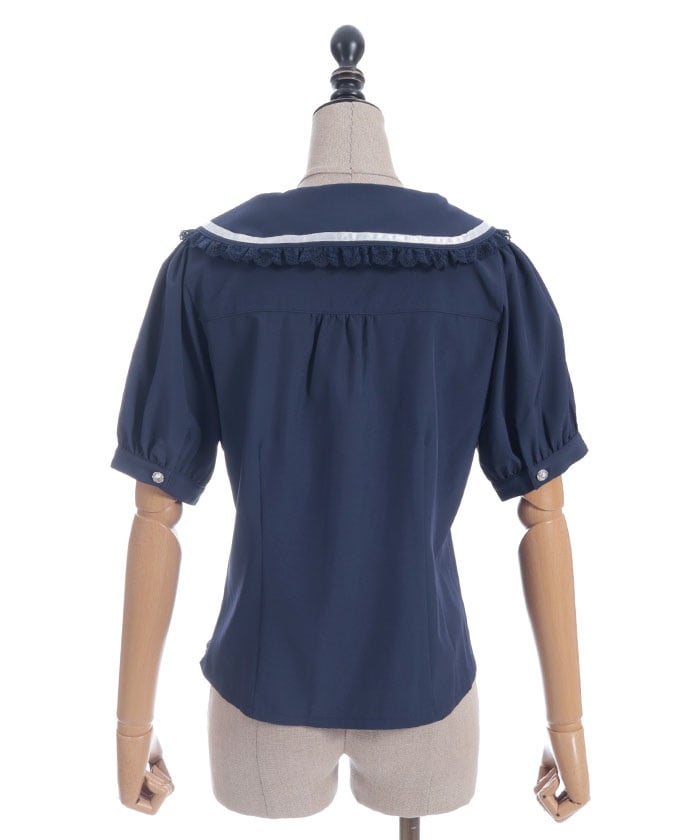 Tulip Embroidery Blouse with Ribbon