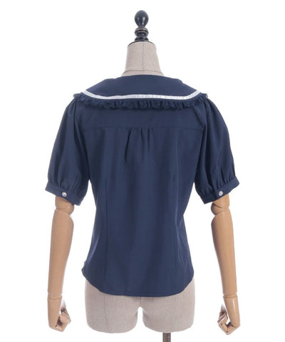 Tulip Embroidery Blouse with Ribbon
