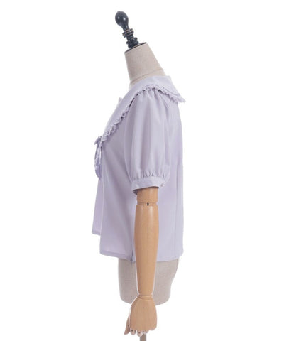 Tulip Embroidery Blouse with Ribbon