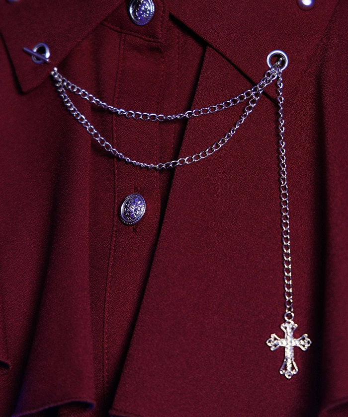 Cross Charm Ruffle Blouse