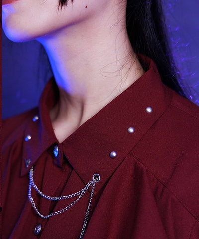 Cross Charm Ruffle Blouse