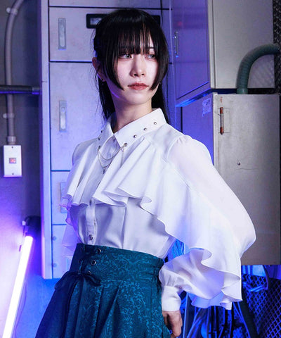 Cross Charm Ruffle Blouse