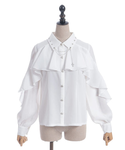 Cross Charm Ruffle Blouse