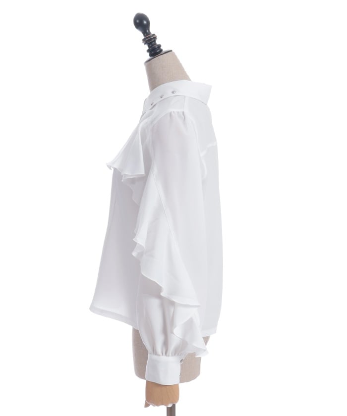 Cross Charm Ruffle Blouse