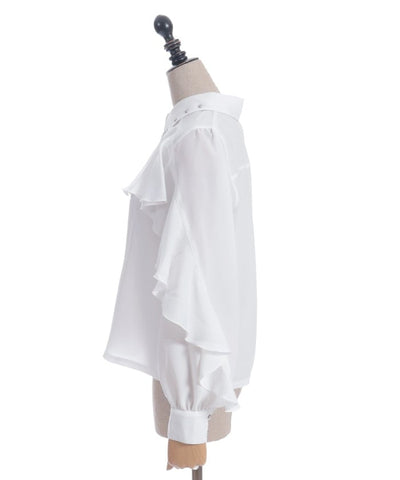 Cross Charm Ruffle Blouse