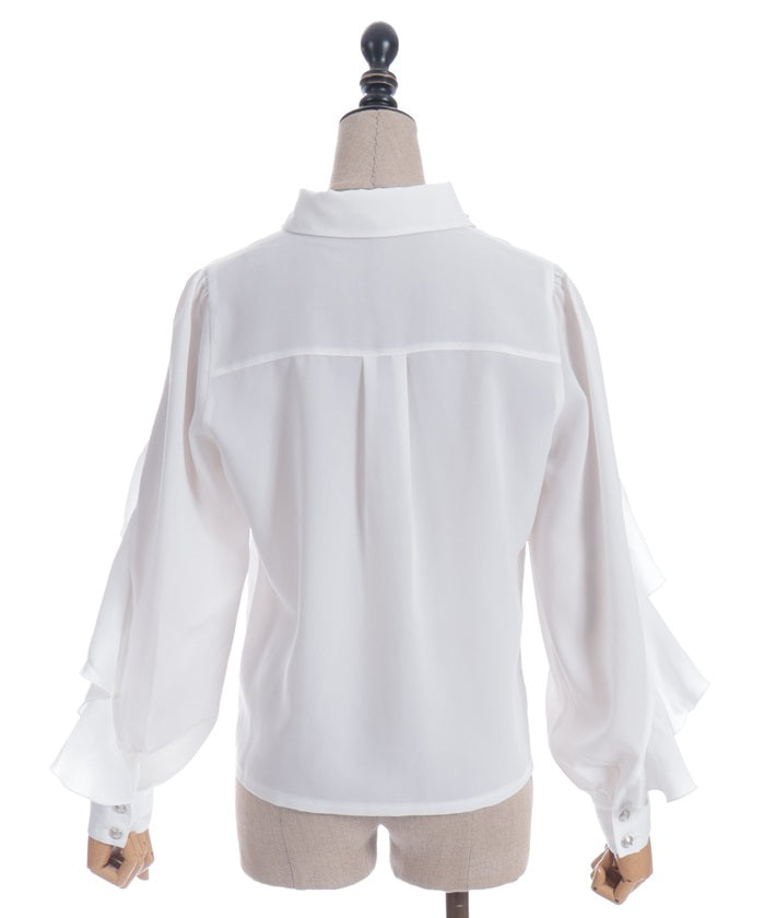 Cross Charm Ruffle Blouse