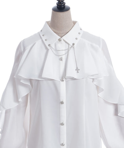 Cross Charm Ruffle Blouse