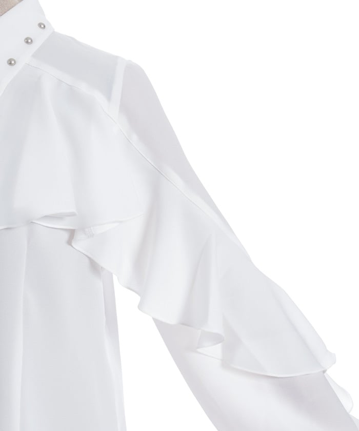 Cross Charm Ruffle Blouse