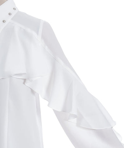 Cross Charm Ruffle Blouse