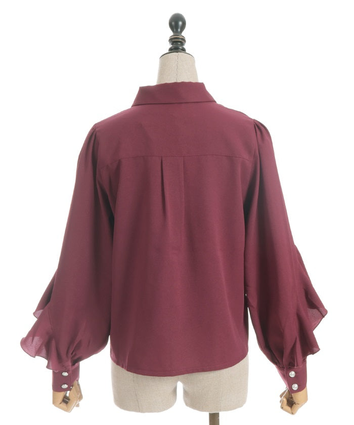 Cross Charm Ruffle Blouse