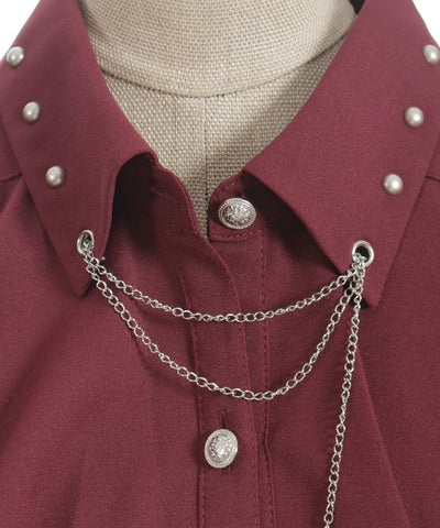 Cross Charm Ruffle Blouse