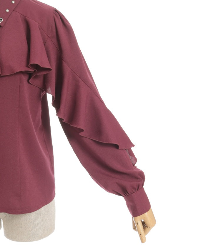 Cross Charm Ruffle Blouse