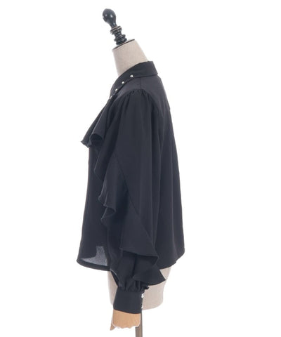 Cross Charm Ruffle Blouse