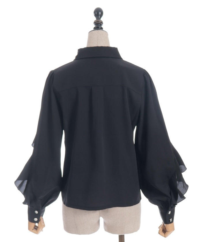 Cross Charm Ruffle Blouse