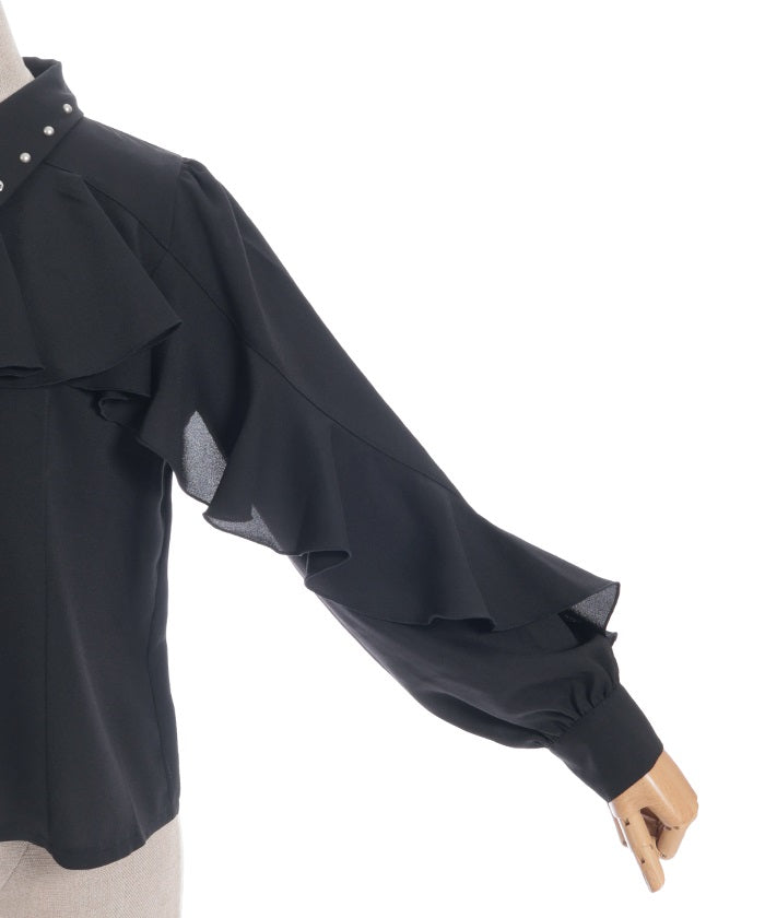 Cross Charm Ruffle Blouse