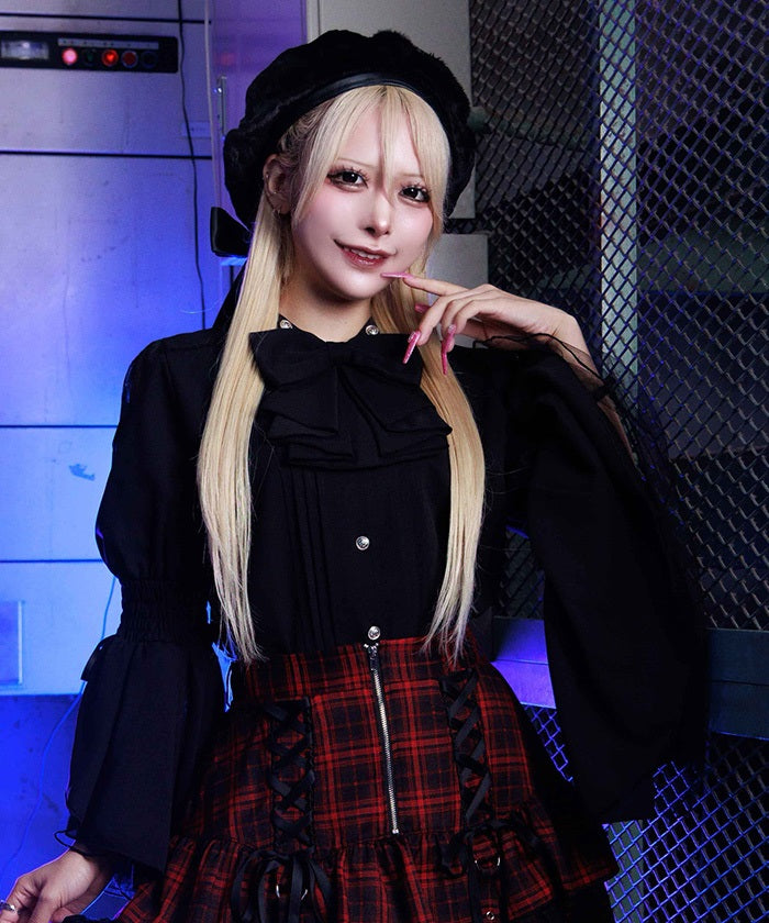 2-Way Ribbon Flare Sleeve Blouse