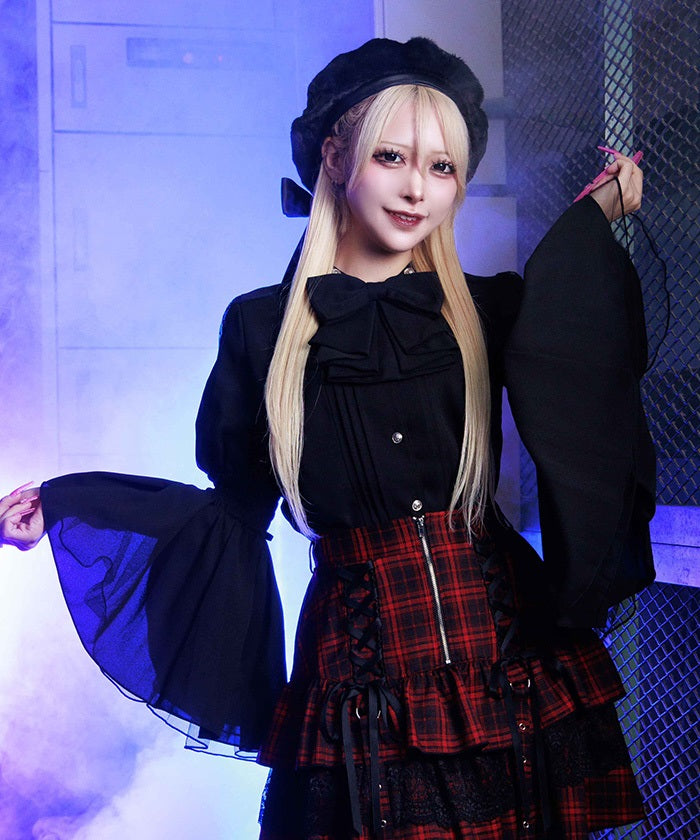 2-Way Ribbon Flare Sleeve Blouse