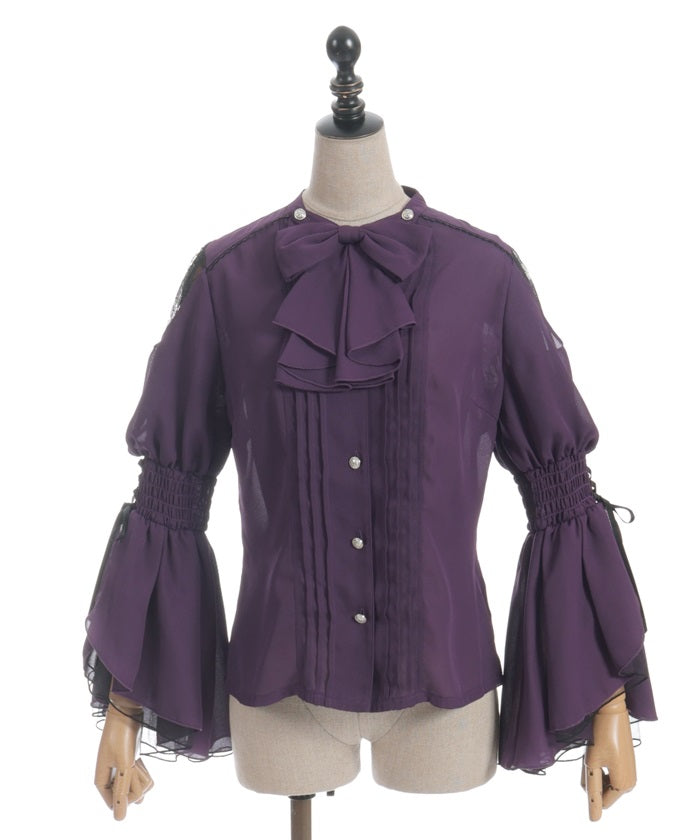 2-Way Ribbon Flare Sleeve Blouse