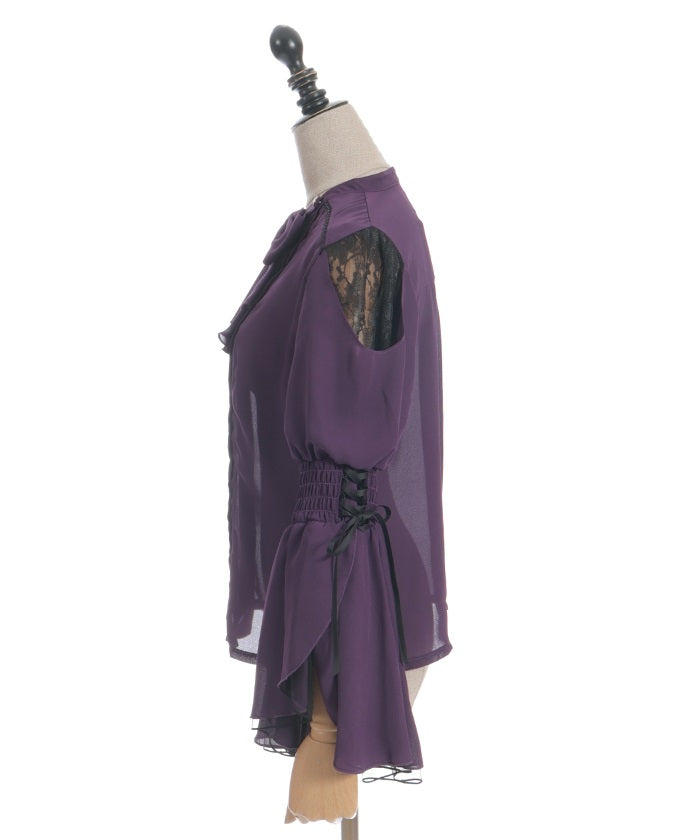 2-Way Ribbon Flare Sleeve Blouse