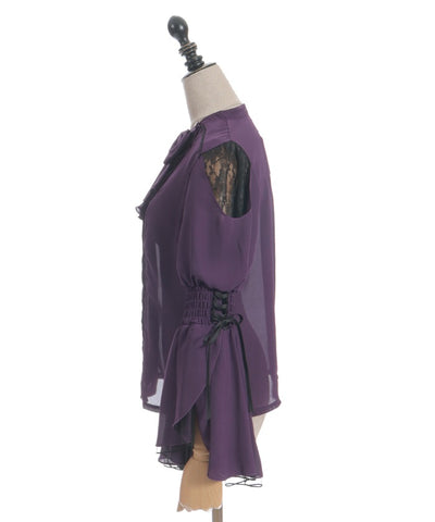 2-Way Ribbon Flare Sleeve Blouse