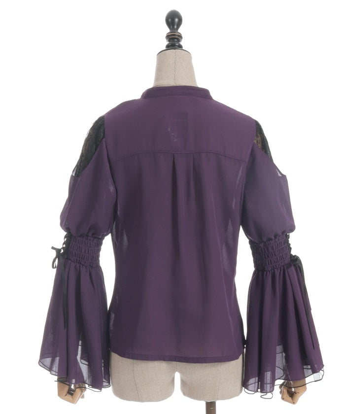 2-Way Ribbon Flare Sleeve Blouse