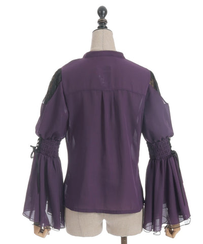 2-Way Ribbon Flare Sleeve Blouse
