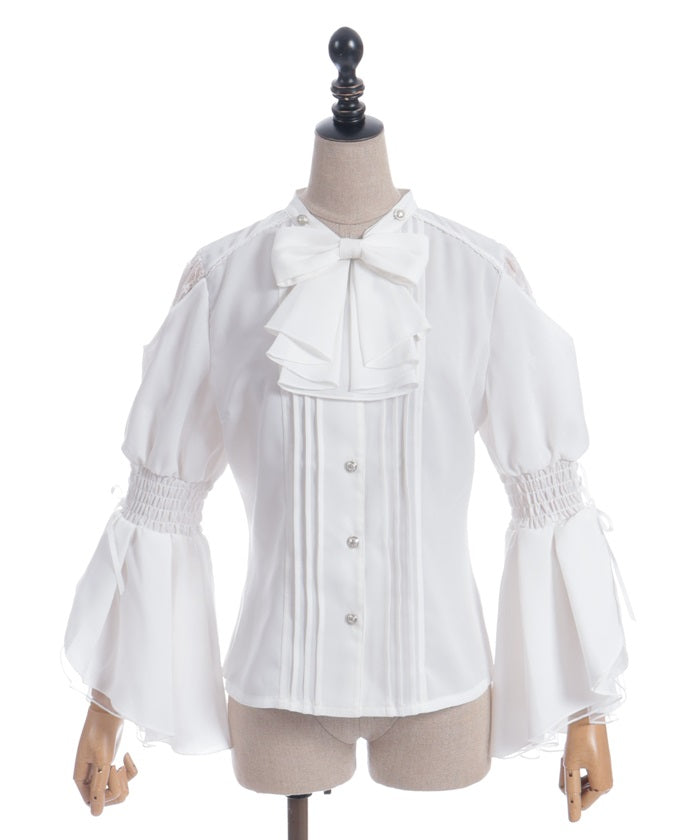 2-Way Ribbon Flare Sleeve Blouse