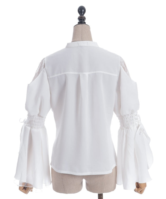 2-Way Ribbon Flare Sleeve Blouse