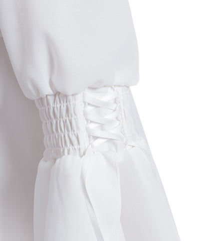 2-Way Ribbon Flare Sleeve Blouse