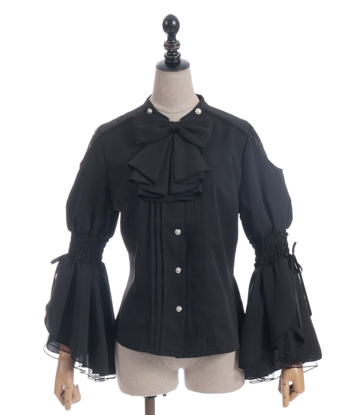 2-Way Ribbon Flare Sleeve Blouse