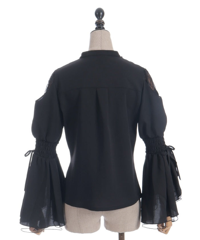 2-Way Ribbon Flare Sleeve Blouse