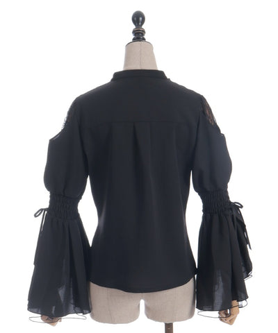 2-Way Ribbon Flare Sleeve Blouse