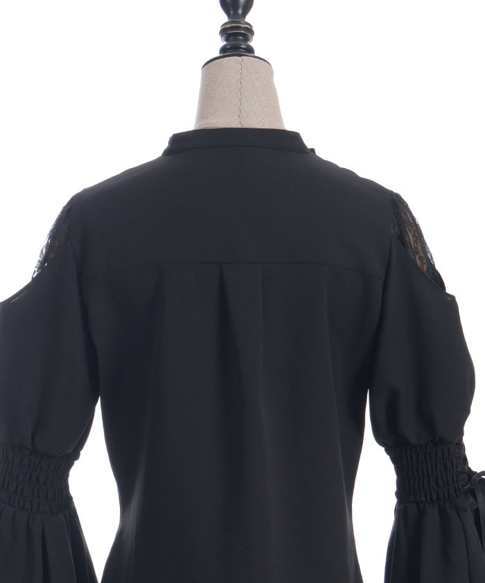 2-Way Ribbon Flare Sleeve Blouse