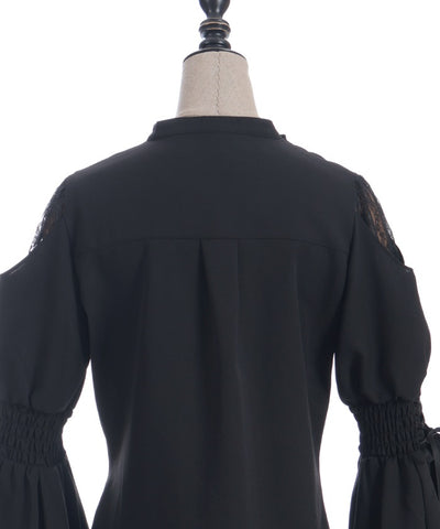 2-Way Ribbon Flare Sleeve Blouse