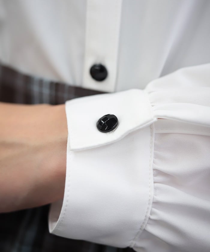 Cross Embroidery Big Collar Blouse