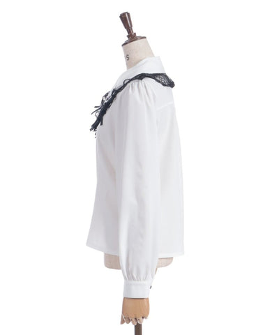 Cross Embroidery Big Collar Blouse