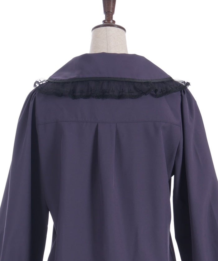 Cross Embroidery Big Collar Blouse