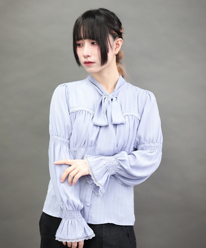 トップス AMERI SHIRRING PLEATS BLOUSE Shirring Bowtie Blouse – axes femme from JAPAN