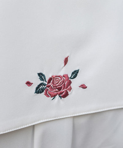 Rose Embroidery Fake Collar Set Blouse