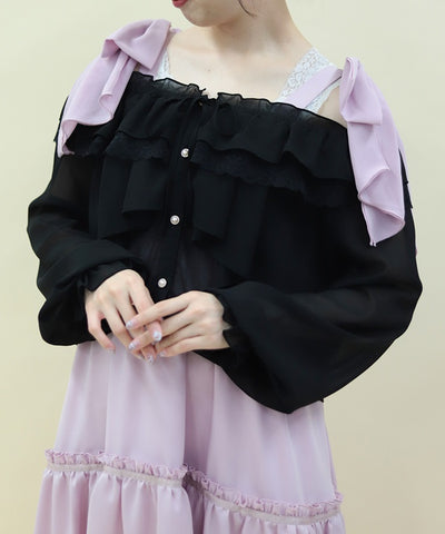 Off-Shoulder Chiffon Blouse