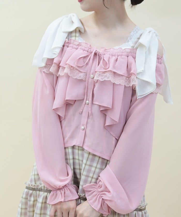 Off-Shoulder Chiffon Blouse