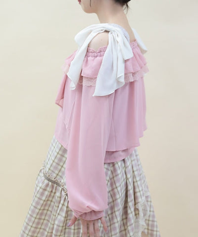 Off-Shoulder Chiffon Blouse