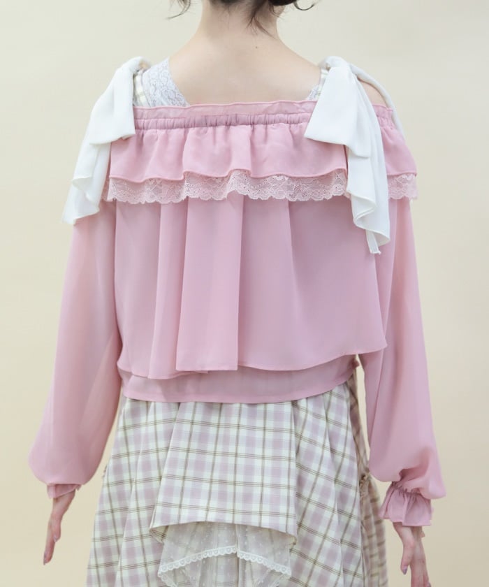 Off-Shoulder Chiffon Blouse